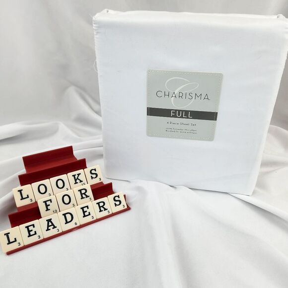 🩵NWT Charisma White Microfiber Full 4 Piece Sheet Set - Picture 5 of 9